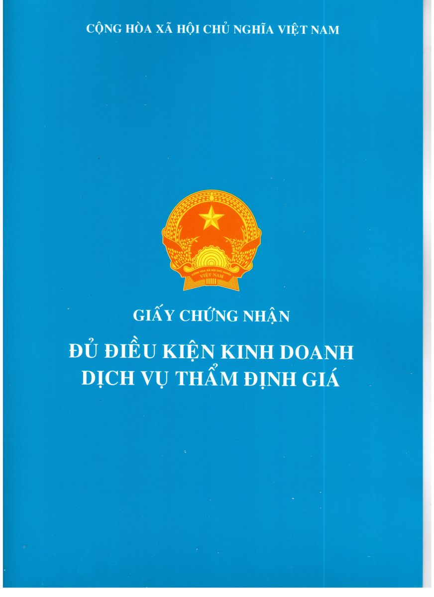 Giấy Chứng nhận đủ điều kiện hành nghề thẩm định giá